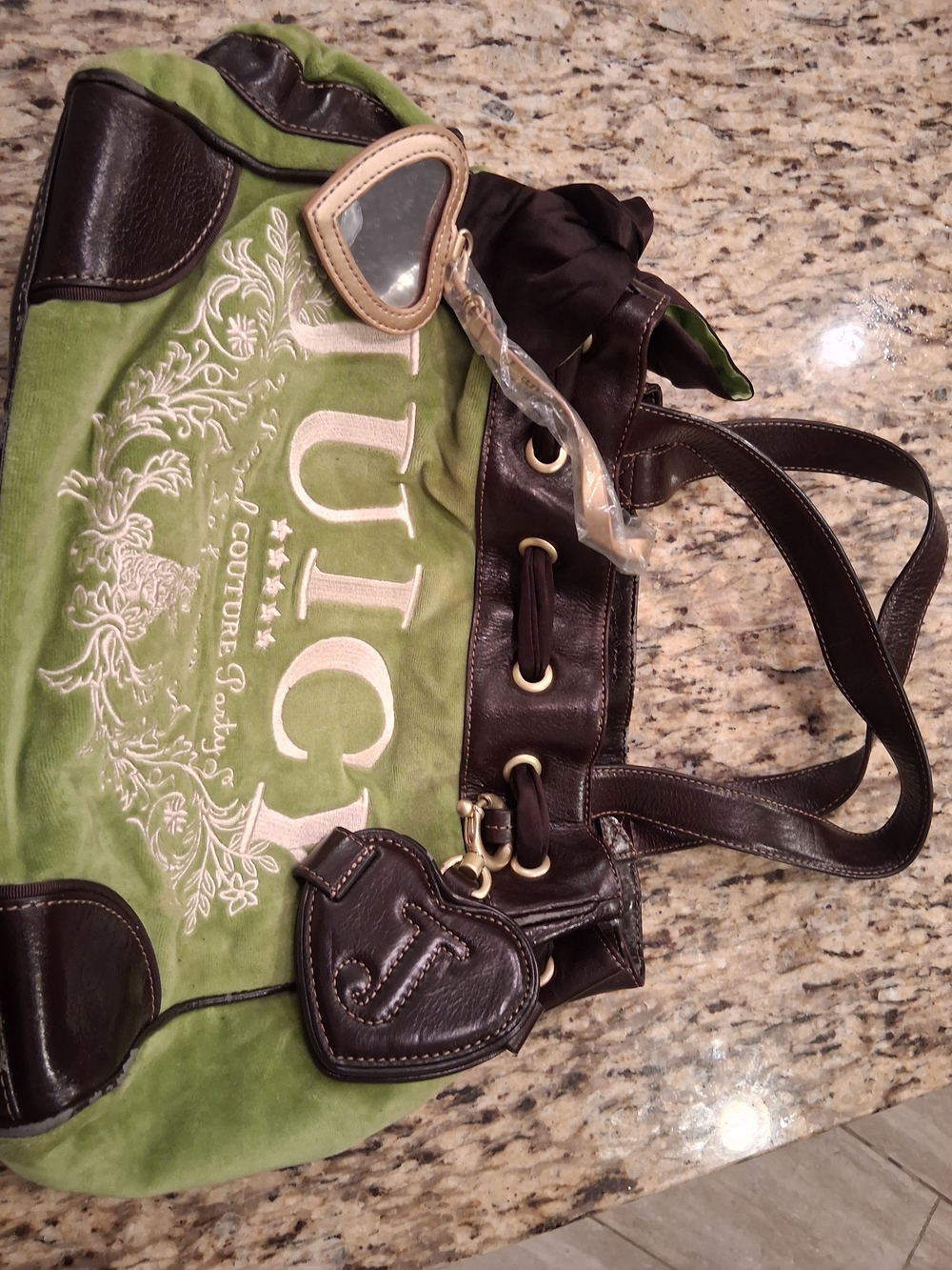 RARE Juicy Couture Y2K Daydreamer Bag Chartreus Green Velour with Charms